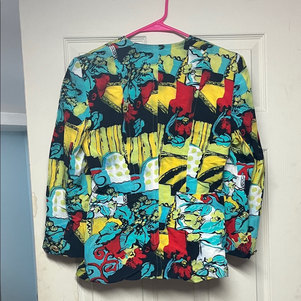 Vibrant Abstract Patterned Blazer - image 2